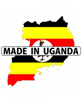 made in uganda country national flag map shape with text