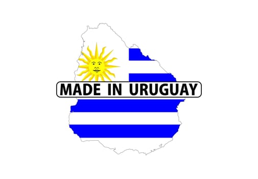 made in uruguay country national flag map shape with text