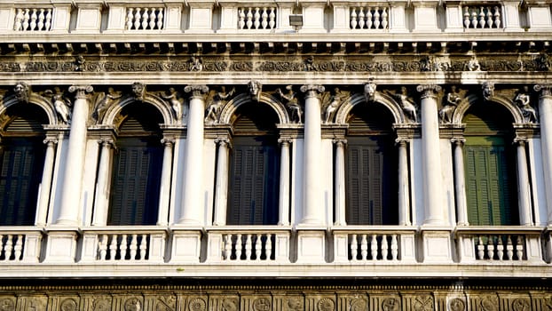 San Macro square windows ornaments architecture in Venice, Italy