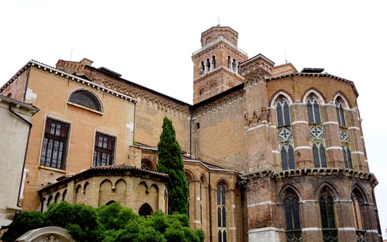 ancient church Santa maria building in old town city Venice, Italy