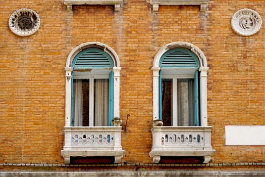 Historical house brick building in old town city Venice, Italy