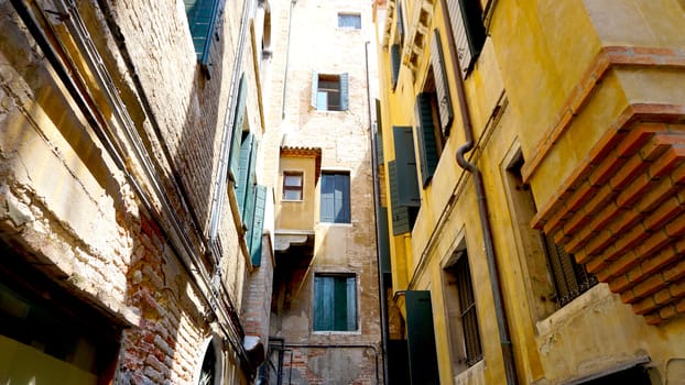 layer of old building in old town city Venice, Italy 