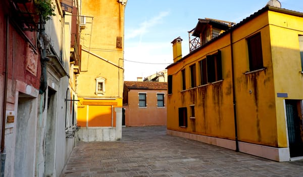 alley of ancient architecture court in Venice, Italy