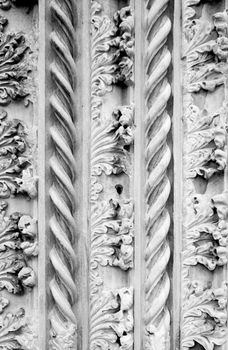 details and ornaments column of church in Venice, Italy