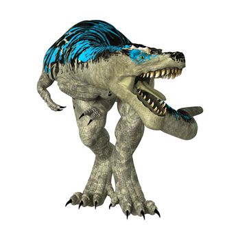 3D digital render of a dinosaur tyrannosaurus isolated on white background