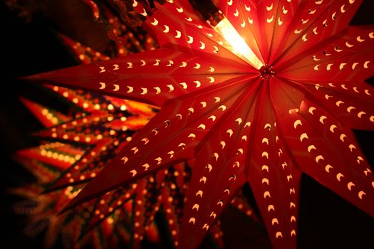 Beautiful traditional lanterns lit on the occassion of Diwali festival in India.