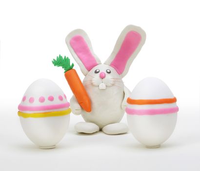 plasticine rabbit with easter egg