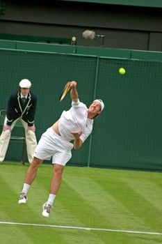 WIMBLEDON, ENGLAND - June 26, 2006 � Richard Gasquet during his singles match in Wimbledon 2006. He lost in the 1st round against Roger Federer.