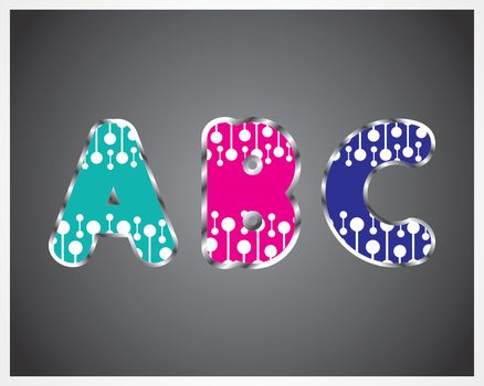 A-Z  white dots on colorful alphabet