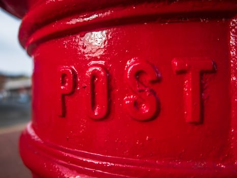 Detail Of A Traditional Red British Royal Mail Post Box