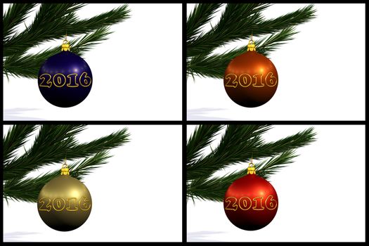a set of Christmas balls on white background 
