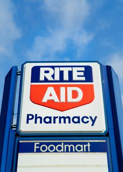 COSTA MESA, CA/USA - OCTOBER 17, 2015: Rite Aid Pharmcy store exterior. Rite Aid is a drugstore chain in the United States