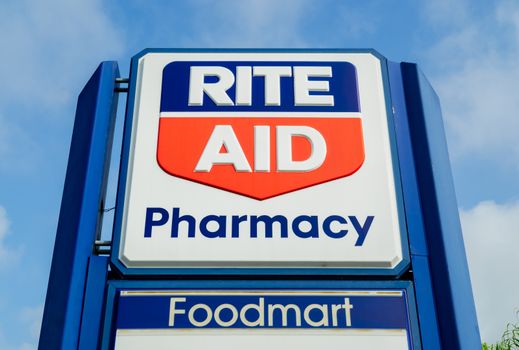 COSTA MESA, CA/USA - OCTOBER 17, 2015: Rite Aid Pharmcy store exterior. Rite Aid is a drugstore chain in the United States