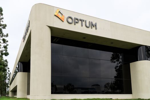 COSTA MESA, CA/USA - OCTOBER 17, 2015: Optum corporation headquarters and logo. Optum is a division of United Healthcare, Inc.