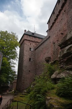 Old middle ages castle walls in Alsace tourism