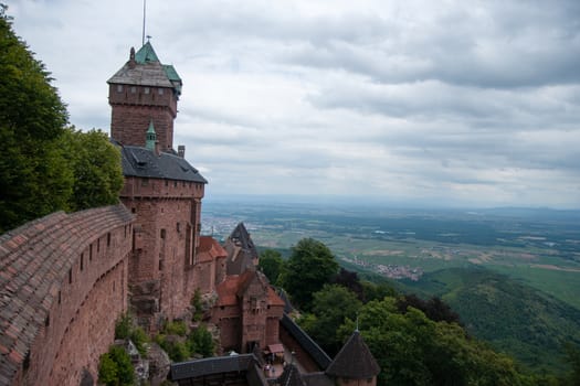 Old middle ages castle walls in Alsace tourism