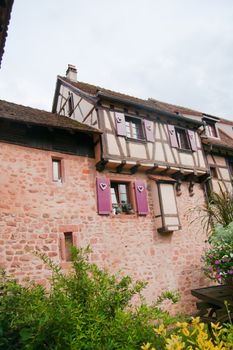 Alsace romantic vacation in old streets winery and caffe