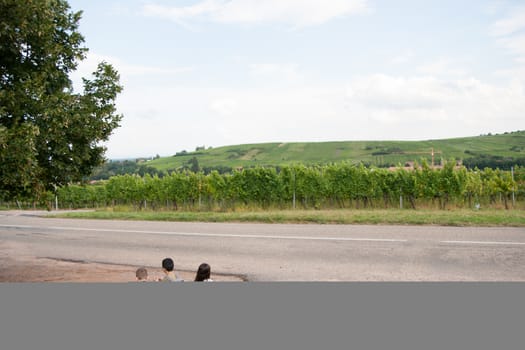 Hiking in Alsace with vinewyard views in France vacation