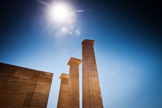 Lindos acropolis located in Rhodes Island Greece