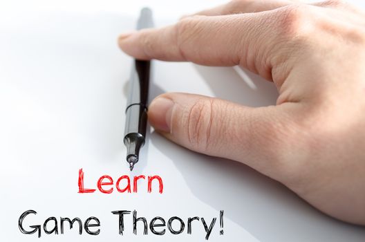Learn game theory text concept isolated over white background