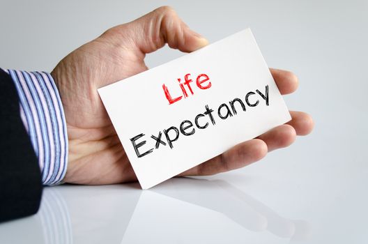 Life expectancy text concept isolated over white background