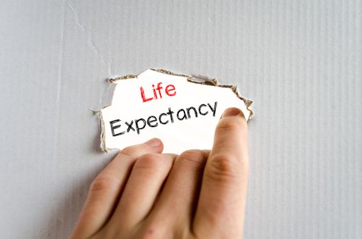 Life expectancy text concept isolated over white background