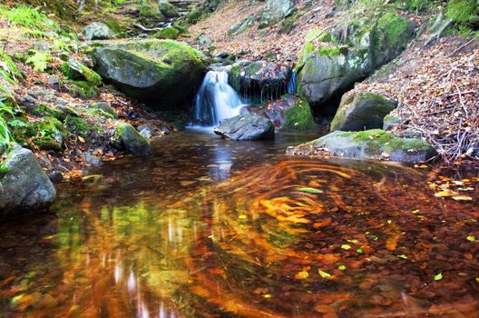 beautiful waterfall scene, ukraine carpathian shipot waterfall