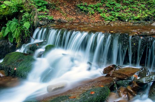 beautiful waterfall scene, ukraine carpathian shipot waterfall