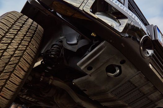 View from the bottom of a modern car