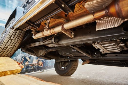 View from the bottom of a modern car