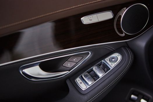 Luxury car interior details. The Shallow dof 