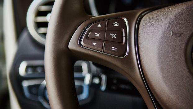 Luxury car interior details. The Shallow dof 