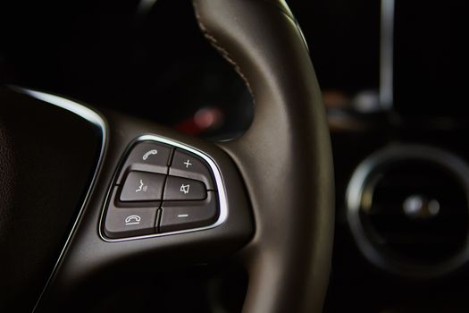 Luxury car interior details. The Shallow dof 