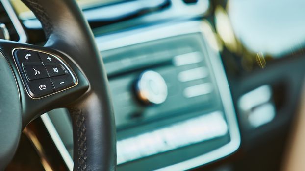 Luxury car interior details. The Shallow dof 