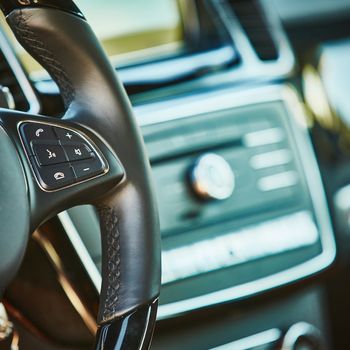 Luxury car interior details. The Shallow dof 