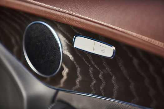 Luxury car interior details. The Shallow dof 