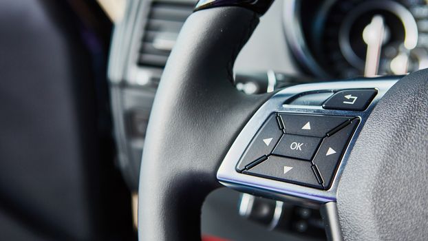 Luxury car interior details. The Shallow dof 