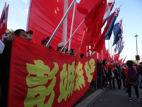 UK, London: Dozens of pro-Tibet protesters rally outside Parliament in London, England on October 20, 2015, as Chinese President Xi Jinping arrives for his address during his four-day visit. Since China's invasion of their country in 1950, Tibetans have never stopped resisting the occupation, and claiming the destruction of their way of life.