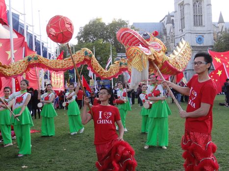 UK, London: Dozens of pro-Tibet protesters rally outside Parliament in London, England on October 20, 2015, as Chinese President Xi Jinping arrives for his address during his four-day visit. Since China's invasion of their country in 1950, Tibetans have never stopped resisting the occupation, and claiming the destruction of their way of life.