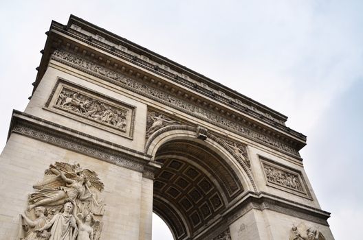 Arc de Triomphe with sky in Paris, France