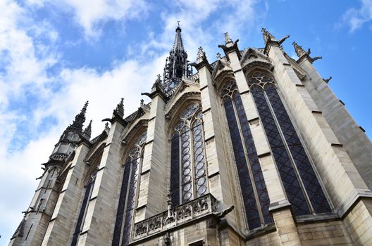 Exterior of Sainte-Chapelle (The Holy Chapel) on the Cite island in the heart of Paris, France.