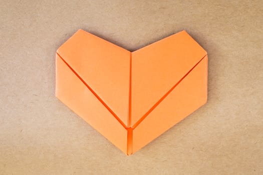 paper orange heart, Love card, Love postcard