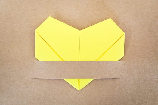 paper yellow heart, Love card, Love postcard