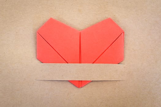 Valentines day postcard, paper red heart, Love card