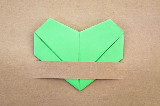 paper green heart, Love card, Love postcard