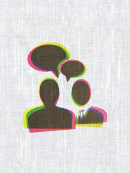 Business concept: CMYK Business Meeting on linen fabric texture background