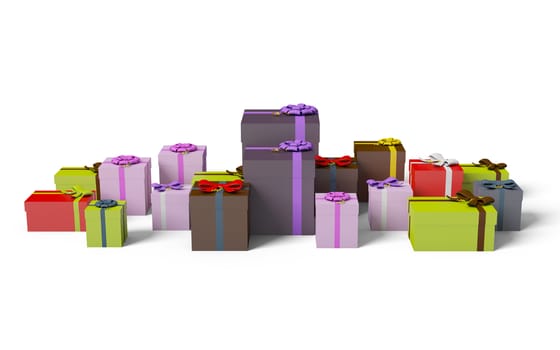 gift box isolated on white background, colorful gifts box.