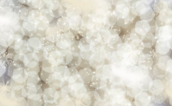 Abstract Christmas background with snowflakes and holiday lights
