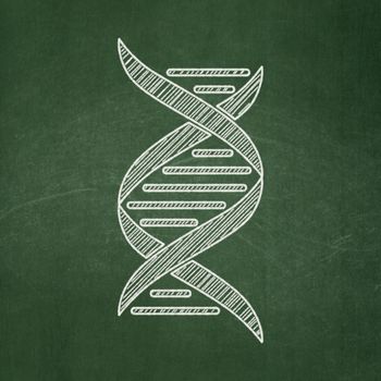 Science concept: DNA icon on Green chalkboard background