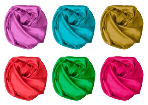 color set of crumpled silk fabric